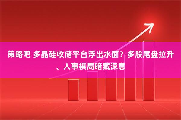策略吧 多晶硅收储平台浮出水面？多股尾盘拉升、人事棋局暗藏深意